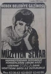 Gazino Reklamları Gazetesi 5 Aralık 1980 Kamuran Akkor ,Müzeyyen Senar,Kibariye,Huri Sapan,Huysuz Virjin,Karin,Ertan Ünsal ,Esin Gülsuyu,İsmail Kılıç,Feridun Karakaya,Erhan Tunay,Ümit Şener,Tülay Karaca,ilham Gencer,Sevda Karaca,Işıl Can,Hüreyre,Ayfer Feray,Egemen Bostancı,Çöpçatanlık fendi Berjant,Orhan Balmumcu,Tülay Özer,Işıl can