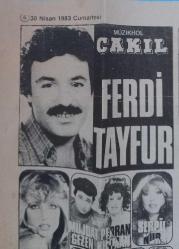 Gazino Teklamları Gazetesi 30 Nisan 1983 Çakıl Müzikhol Ferdi Tayfur Seda Sayan ,Müjdat Gezen Perran Kutman,Barış Manço ,Kurtalan Ekspres,Belkıs Akkale,Nisa Serezlu Tolga Aşkıner Tiyatrosu ,Ali poyrazoglu Korhan Abay Tiyatrosu Deliler Boşandı Ğonul Ülkü özcan Gazenfer Özcan Tiyatrosu,