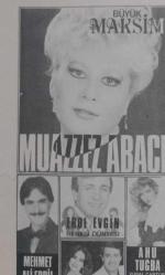 Gazino Reklamları Gzetesi 16Ocak 1982 Muazzez Abacı,Kibariye,Cengiz Coşkuner,Hülya Koçyiğit,Mehmet Ali Erbil ,Erol Evgin,Ahu Tuğba,Neslihan,Uğur Böcekleri,Safiye Filiz,Ziya Taşkent, İbrahim Tatlıses,Müjde Ar,Zerrin Egeler,Sevda Karaca,Biricik,Ferahnax,Ferhan Sabancı,İbrahim Özvarol,İsmail Kılıç,Eyüp Uyanıkoğlu,Nurhan Ergin,Feri Cansel,Mehtap Deniz,Kenan Temiz