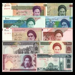 İRAN (1982-2018) - 100, 200, 500, 1000, 2.000, 5.000, 10.000, 20.000, 50.000, 100.000 Rials (10'lu SET - ÇİL 10/10)