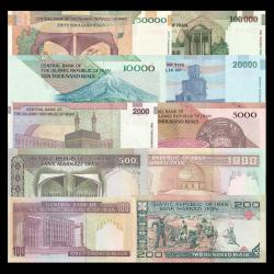 İRAN (1982-2018) - 100, 200, 500, 1000, 2.000, 5.000, 10.000, 20.000, 50.000, 100.000 Rials (10'lu SET - ÇİL 10/10)