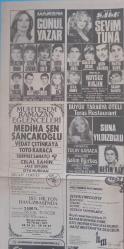 Gazino Reklamları Gazetesi  10 Temmuz 1981 Gönül Yazar,Sevim Tuna,Nigar Uluerer,Gönül Tansel,Sezer Güvenirsin,Hülya Süer,Selçuk Ural,Akın Uğurlu,Şehriban Gül,Alev Akın,Ayhan,Ferahnaz,Ümmete,Suna Yıldızoglu,Huysuz Vijın,Uğur Böcekleri,Mine Koldan,Mediha Şen Sancakoğlu,Toto Karaca,Çetin Alp,Saadet Gürses,Neşe Alkan,Hayko,Cengiz Türksoy,Canan Eren,Sulhi Tüfekçi,Mehtap Deniz,Salim Ağırbaş