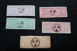 1866 İNGİLTERE Sömürgesi Hindistan Kraliçe Victoria Damgalı Fiskal 5 Adet Lot