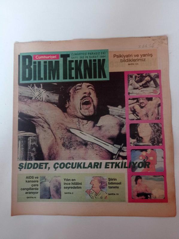 Cumhuriyet Bilim Teknik Gazetesi 26 Şubat 1994 Sayı 362