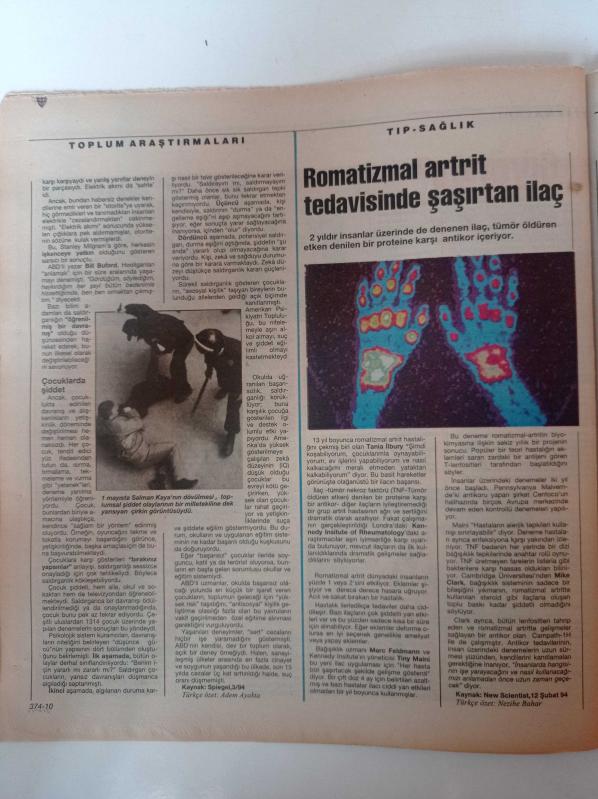 Cumhuriyet Bilim Teknik Gazetesi 21 Mayıs 1994 Sayı 374  