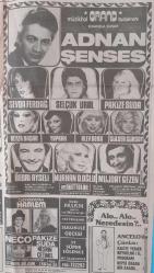 Gazino Reklamları Gazetesi 30 Haziran 1978 Hülya Koçyiğit,Bülent Ersoy,Türkan Tunca,Vahdet Vural,Elçin Soner,Adnan Şenses,Sevda Ferdağ,Selçuk Ural,Pakize Suda,Alev Bora,Bedri Ayseli,Nurhan Damcıoğlu,Müjdat Gezen,Hayki,Ayhan Özgün,Selçuk Ural,Sibel Egemen,Tülay Karaca,Ümit Tokcan,Erol Evgin,Feri Cansel,Sezer Güvenirgil,Berkant,Prenses Banu,Celal Şahin,Metin Balarısı,Neco,Pakize SudaBelkıs Özener,Efkan Efekan,Nur Aydan,Özdemir Erdoğan,Şükran Ay,Ramazan Şenses