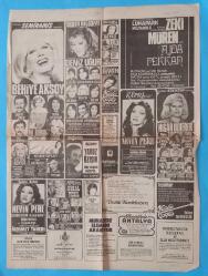 Gazino Reklamları Gazetesi ocak 1979 Behiye Aksoy,Deniz Uğur,Hayko,Zeki Müren,Tülin Tan,Nuray Akın,Müjdat Gezen,Şakir Öner,Suna Bayram,Nil Burak,Azra Akın,Neslihan,Yurdaer Doğulu,Meltem Mete,Nigar Uluerer,Selda Aşkım,Gözde Tezcan,Erkut Taşkın,Nevin Pere,Nihal Yeşil,Tülay Karaca,Yaprak,Nesrin Topkapı,Yasemin Kutsu,Yavuz Özışık