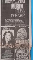 Gazino Reklamları Gazetesi ocak 1979 Behiye Aksoy,Deniz Uğur,Hayko,Zeki Müren,Tülin Tan,Nuray Akın,Müjdat Gezen,Şakir Öner,Suna Bayram,Nil Burak,Azra Akın,Neslihan,Yurdaer Doğulu,Meltem Mete,Nigar Uluerer,Selda Aşkım,Gözde Tezcan,Erkut Taşkın,Nevin Pere,Nihal Yeşil,Tülay Karaca,Yaprak,Nesrin Topkapı,Yasemin Kutsu,Yavuz Özışık