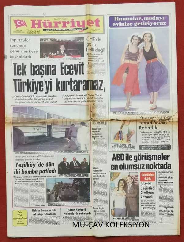 Hürriyet Gazete 7 Mayıs 1979 Tek Başına Ecevit Türkiye yi  