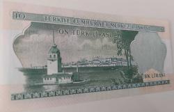 6.EMİSYON 1.TERTİP 10 TÜRK LİRASI E65487430 SERİ NOLU KAĞIT PARA ÇİL