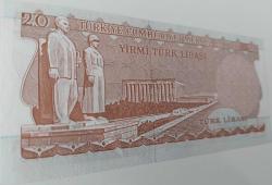 6.EMİSYON 4.TERTİP 20 TÜRK LİRASI I61 173315 SERİ NUMARALI KAĞIT PARA GÜZEL NUMARA ÇİL