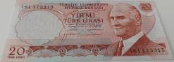 6.EMİSYON 4.TERTİP 20 TÜRK LİRASI I61 173315 SERİ NUMARALI KAĞIT PARA GÜZEL NUMARA ÇİL