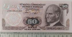 6.EMİSYON 2.TERTİP 50 TÜRK LİRASI J06 34 2444 SERİ NUMARALI KAĞIT PARA GÜZEL NUMARA ÇİL