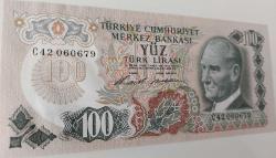 6.EMİSYON 1.TERTİP 100 TÜRK LİRASI C42 06 06 79 SERİ NUMARALI KAĞIT PARA GÜZEL NUMARA ÇİL