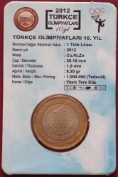 2012  Türkçe Olimpiyatları  1 Lira 10. Yılı Hatıra Parası Özel Folder'inde Çil