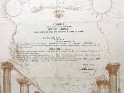 1956 tarihli, Üstadı Muhterem diploması - 34x50 Masonik evrak