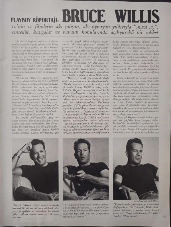 Playboy Türkiye Dergisi Kasım 1988 Bruce Willis Şevket Erdönmez  