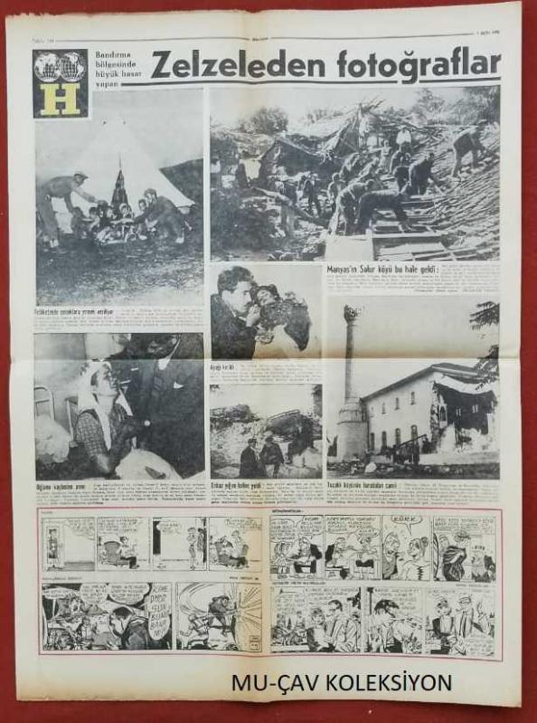 Hürriyet Gazete 8 Ekim 1964 19 Ölü 26 Ağır Yaralı Var Zelzeleden  