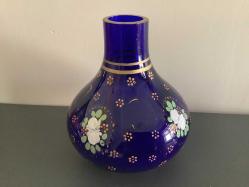 EL BOYAMA ANTİKA KOBALT MAVİ CAM VAZO