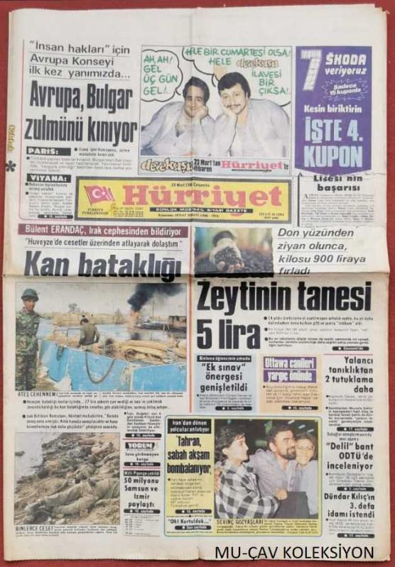 Hürriyet Gazete 20 Mart 1985 Avrupa Bulgar Zulmünü Kutluyor Zeki  