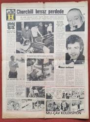 Hürriyet Gazete 27 Şubat 1964 Feridun Cemal Erkin,Winston Churchill,Toimi Silvo,Cassius Clay,Ahmet Sezgin,Anna Aslan,Albert Finney,Karikatürler,Türk Hava Yolları-Oerlikon-Fono Reklamı