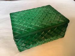 BOHEMİA MALAHİT CAM KAPAKLI KUTU - 1940’LAR..