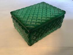 BOHEMİA MALAHİT CAM KAPAKLI KUTU - 1940’LAR..