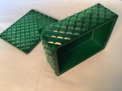 BOHEMİA MALAHİT CAM KAPAKLI KUTU - 1940’LAR..