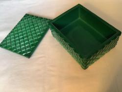 BOHEMİA MALAHİT CAM KAPAKLI KUTU - 1940’LAR..