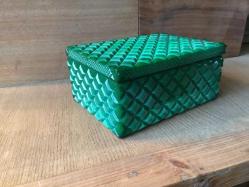 BOHEMİA MALAHİT CAM KAPAKLI KUTU - 1940’LAR..