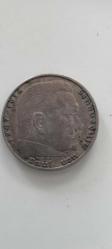 1937 Gümüş 2 Third Reich ReichsMark (Paul von Hindenburg Alman cumhurbaşkanı)