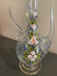 EL İŞİ ÇİÇEK MOTİFLİ CAM İBRİK