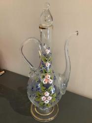 EL İŞİ ÇİÇEK MOTİFLİ CAM İBRİK