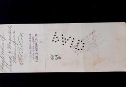 1901 Yılı Amerika First National Bank Çek yaprağı Orjinal