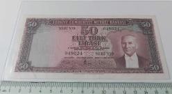 5.EMİSYON 4.TERTİP 50 TL TÜRK LİRASI SERİ Y19 048024 SERİ NUMARALI KAĞIT PARA NATÜREL ÇOK ÇOK TEMİZ-ÇİLALTI EN NADİRİ
