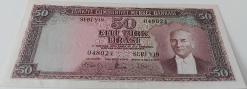 5.EMİSYON 4.TERTİP 50 TL TÜRK LİRASI SERİ Y19 048024 SERİ NUMARALI KAĞIT PARA NATÜREL ÇOK ÇOK TEMİZ-ÇİLALTI EN NADİRİ