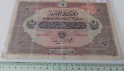 VAHDETTİN 28 MART 1334 BEŞ 5 LİRA (LİVRE) A086270 SERİ NOLU ORİJİNAL NATÜREL KAĞIT PARA KATALOK,1700 DOLAR ÇOK ÇOK NADİR PEK ÇIKMAZ