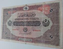VAHDETTİN 28 MART 1334 BEŞ 5 LİRA (LİVRE) A086270 SERİ NOLU ORİJİNAL NATÜREL KAĞIT PARA KATALOK,1700 DOLAR ÇOK ÇOK NADİR PEK ÇIKMAZ