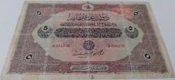 VAHDETTİN 28 MART 1334 BEŞ 5 LİRA (LİVRE) A086270 SERİ NOLU ORİJİNAL NATÜREL KAĞIT PARA KATALOK,1700 DOLAR ÇOK ÇOK NADİR PEK ÇIKMAZ
