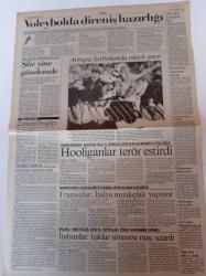 Cumhuriyet Gazetesi - 22 Mart 1991 - Voleybolda Direniş Hazırlığı - Kızılyıldız - Holiganlar Terör Estirdi - Şike Yine Gündemde - Avrupa Kupaları Lige Dönüşüyor