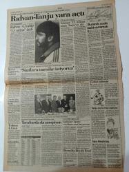 Cumhuriyet Gazetesi - 22 Mayıs 1991 - Rıdvan Dilmen Ve Tanju Çolak Yara Açtı - Statlara Turnike İstiyoruz - Alp Yalman - Şevket Belgin - Mehmet Özbek - Beşiktaş Taraftarda Da Şampiyon - TSYD Turnuvası