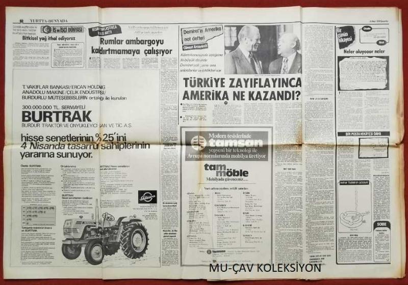 Hürriyet Gazete 29 Mart 1978 Celal Doğan Emel Sayın Suat Sayan  