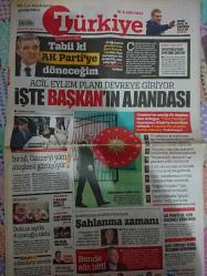 Türkiye Gazetesi,12 Ağustos 2014,Ersun Yanal,Ak Parti,Ahmet Davutoğlu,Abdullah Gül,Ekmeleddin İhsanoğlu,Fenerbahçe,Olcan Adın,Selçuk Şahin,Dirk Kuyt,Aradori,Roberto Carlos,Beşiktaş