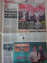 Türkiye Gazetesi,9 Eylül 2015,Recep Tayyip Erdoğan,15 Fidan Daha Soldu,Ahmet Davutoğlu,Arda Turan,Selahattin Demirtaş,Figen Yüksekdağ,Fenerbahçe,Robin Van Persie,Kjaer,Ergin Ataman
