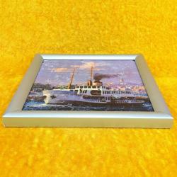 VINTAGE İSTANBUL BOĞAZİÇİ ŞEHİR HATLARI VAPURU MANZARALI SERAMİK KARO ÜZERİNE BASKI RESİM