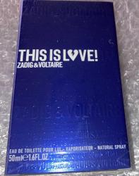 ZADIG ET VOLTAIRE THIS IS LOVE POUR LUI FOR HIM ERKEK PARFÜM  en az 40 ml vardır Kutusu ve jelatiniyle beraber Hediyeye uygundur ORİJİNALDİR SEVİL'DEN ALINMIŞTIR