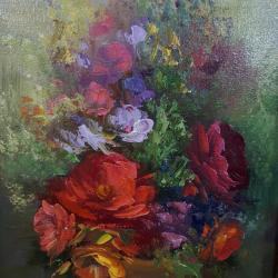 VINTAGE VAZODA ÇİÇEKLER İMZALI ÇERÇEVELİ YAĞLIBOYA RESİM