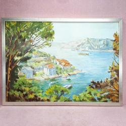 VINTAGE İMZALI ÇERÇEVELİ İSTANBUL BOĞAZİÇİ TEMALI YAĞLIBOYA RESİM