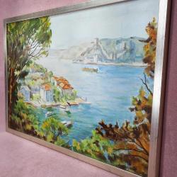 VINTAGE İMZALI ÇERÇEVELİ İSTANBUL BOĞAZİÇİ TEMALI YAĞLIBOYA RESİM