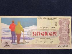 MİLLİ PİYANGO 9 ŞUBAT 1979 ÇEKİLİŞİ 1/4 ÇEYREK PİYANGO BİLETİ 834